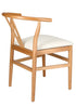 Chivari Natural Wood Wishbone Chair with Ivory Tweed Fabric Seat CWHWNF-ZG-T