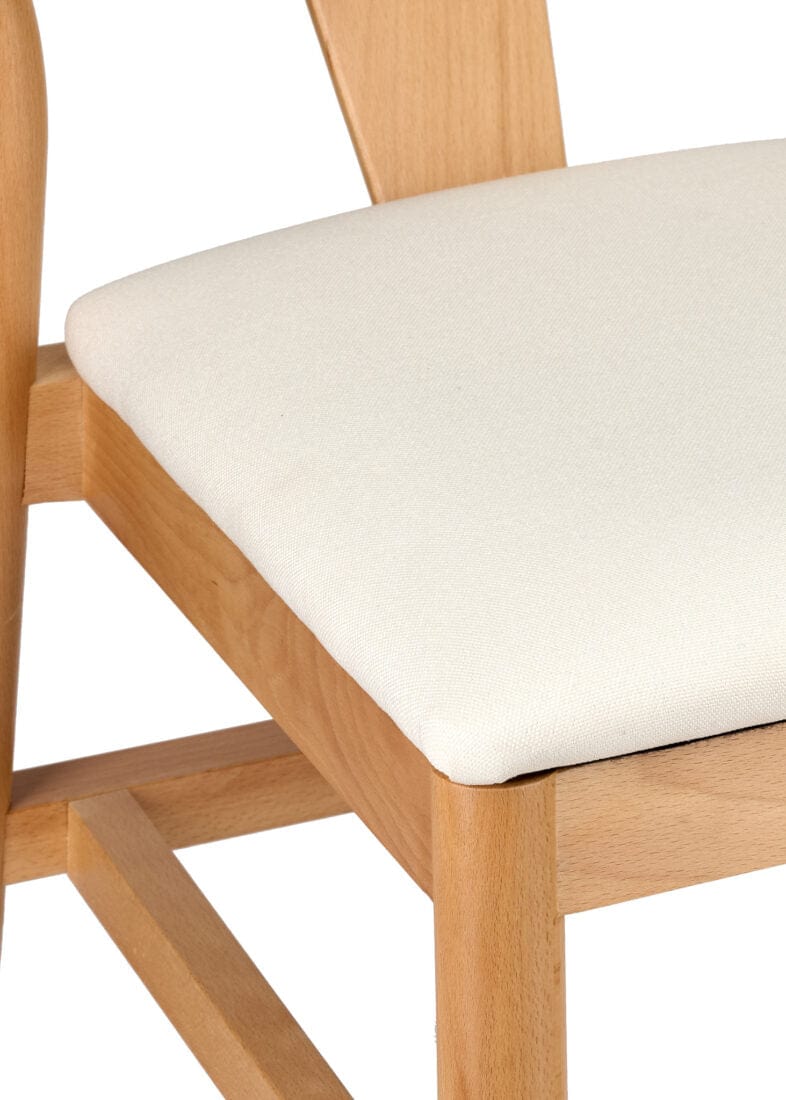Chivari Natural Wood Wishbone Chair with Ivory Tweed Fabric Seat CWHWNF-ZG-T