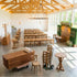 Rustic Wedding Package with Chestnut Cross Back Chairs, Farm Tables, Cocktail Tables, Bar and Carts