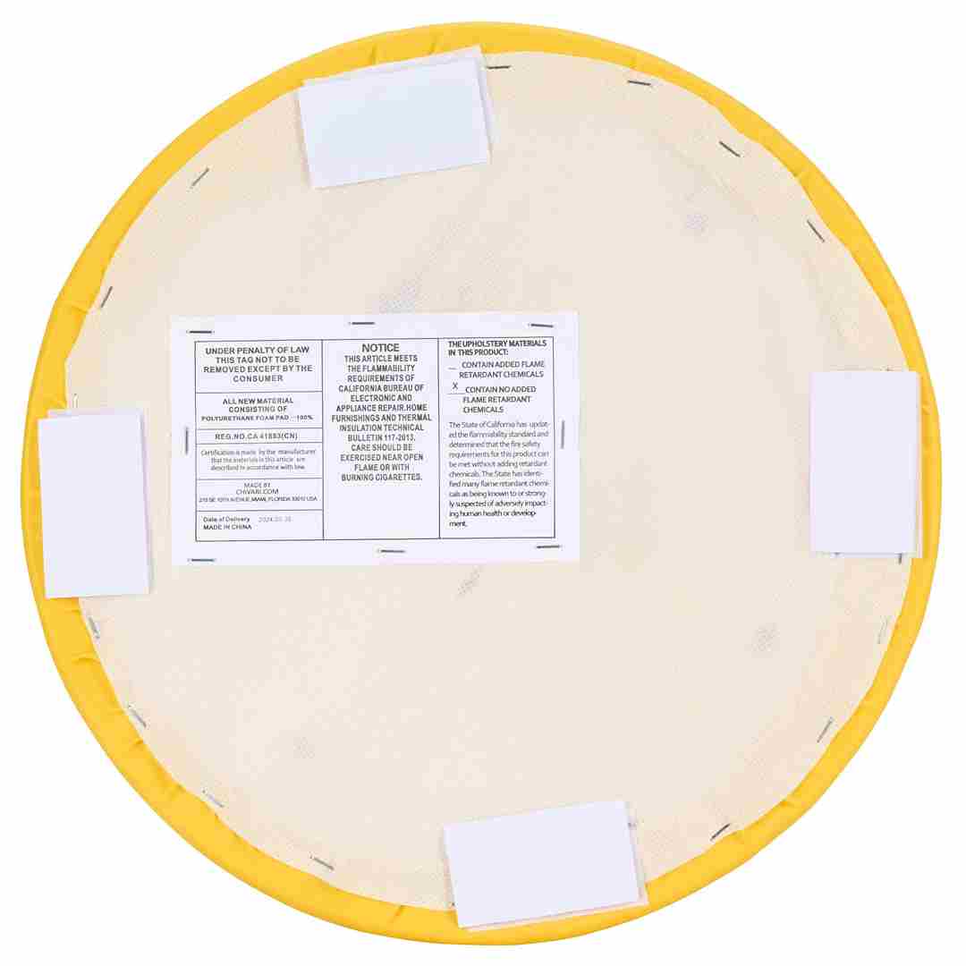 Chivari Golden Yellow Round Vinyl Panel Back Cushion CUSH-PANVIN-RDYLW-ZG-T